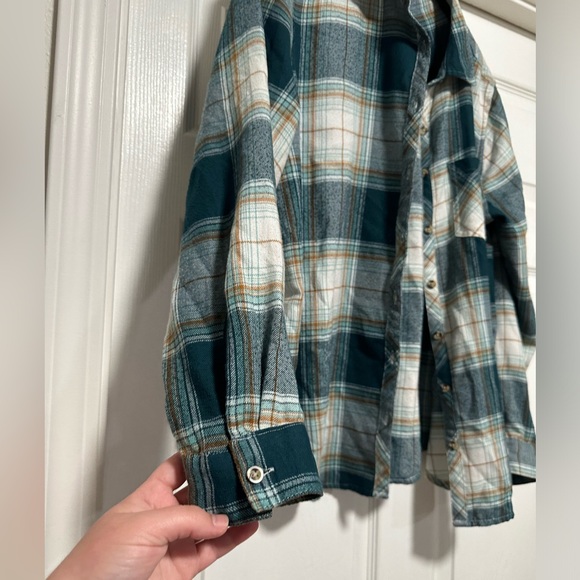Maurices Blue Green Long Sleeve Flannel Women's 0x Plus Size - Picture 6 of 6